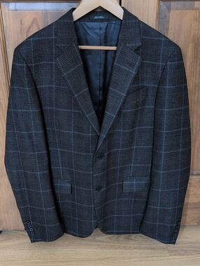 Nordstrom Men's Charcoal Plaid Blazer Sportcoat. 42R trim fit